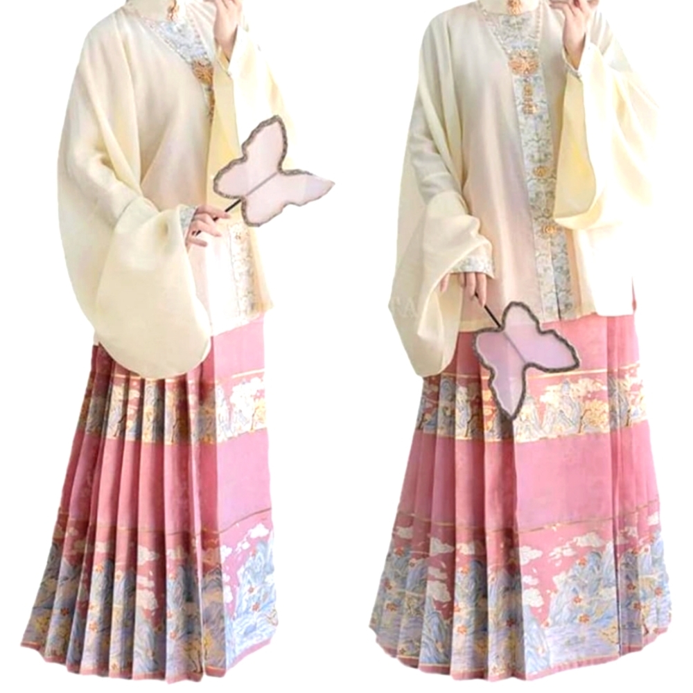 JINFUHAOJINFUHAO Chinese Style Improved Hanfu Printed Mini Skirt for Women Hig